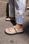 Eliott Women's Beige Buckled Fusped Sole Slippers - 8