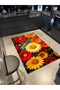 Floral Blooming Floral Patterned Decorative and Woven Base Washable Carpet Miravip8853 - 2