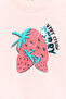 Girl Light Pink Strawberry Pattern Sequined Cotton Knitted Short Sleeve T-Shirt Tkdss24Ts00007 - 4