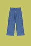 Koyu Mavi Kız Çocuk Wide Leg Kargo Cepli Pamuklu Lastikli Denim Pantolon Jean TKDSS24PL00001 - 3