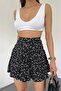 Women's Black Ecru Viscose Fabric Summer Shorts Skirt 1905 - 6