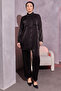3985 Double Suit with Bead Detail on Pockets, Black - 3