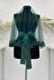 Green Bridal Veil Set, Glass Beads and Sequins Printed Henna Veil Set 6 Pieces - 4