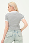 Women's Fitted Striped Short Sleeve Polo Neck T-Shirt - 6