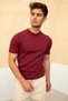 Men's Burgundy Short Sleeve Ribbed Acrylic-Cotton Blend Knitwear T-Shirt - 3