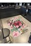 Flower Figured Pink Green Colorful Patterned Decorative Washable Carpet Miravip8447 - 2