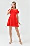 New Season Crepe Stretchy Fabric Double Layer Ruffled Neckline Strappy Mini Dress - 3