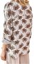 Women's Brown Leaf Patterned Long Sleeve Linen Shirt with Buttons - 5