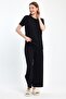 Women's Seasonal Short Sleeve Corded Black Pajama Set - 2