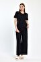 Women's Seasonal Short Sleeve Corded Black Pajama Set - 4