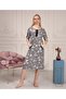 Floral Patterned Stone Embroidered Zippered 100% Viscose Women's Dress