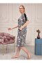 Floral Patterned Stone Embroidered Zippered 100% Viscose Women's Dress - 3