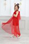 Children's Sequined Red Evening Gown with Cape Graduation Outfit