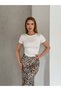 Women's White Backless Crew Neck Short Sleeve Diver Fabric Crop Blouse - 7