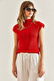 Women's Red Openwork Knitwear Blouse 20246046 - 2