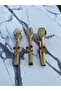 Cherry Gold Stylish Serving Presentation Set Titanium Coated 3-Piece Tongs Set Stainless Steel - 2