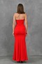 Red Strapless Neckline Corset Detailed Slit Design Maxi Dress 167 - 3