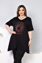 v-neck asymmetrical tunic blouse with colorful stone embellishments on the front. - 5