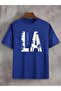 Blue La Printed Unisex Oversized Tshirt