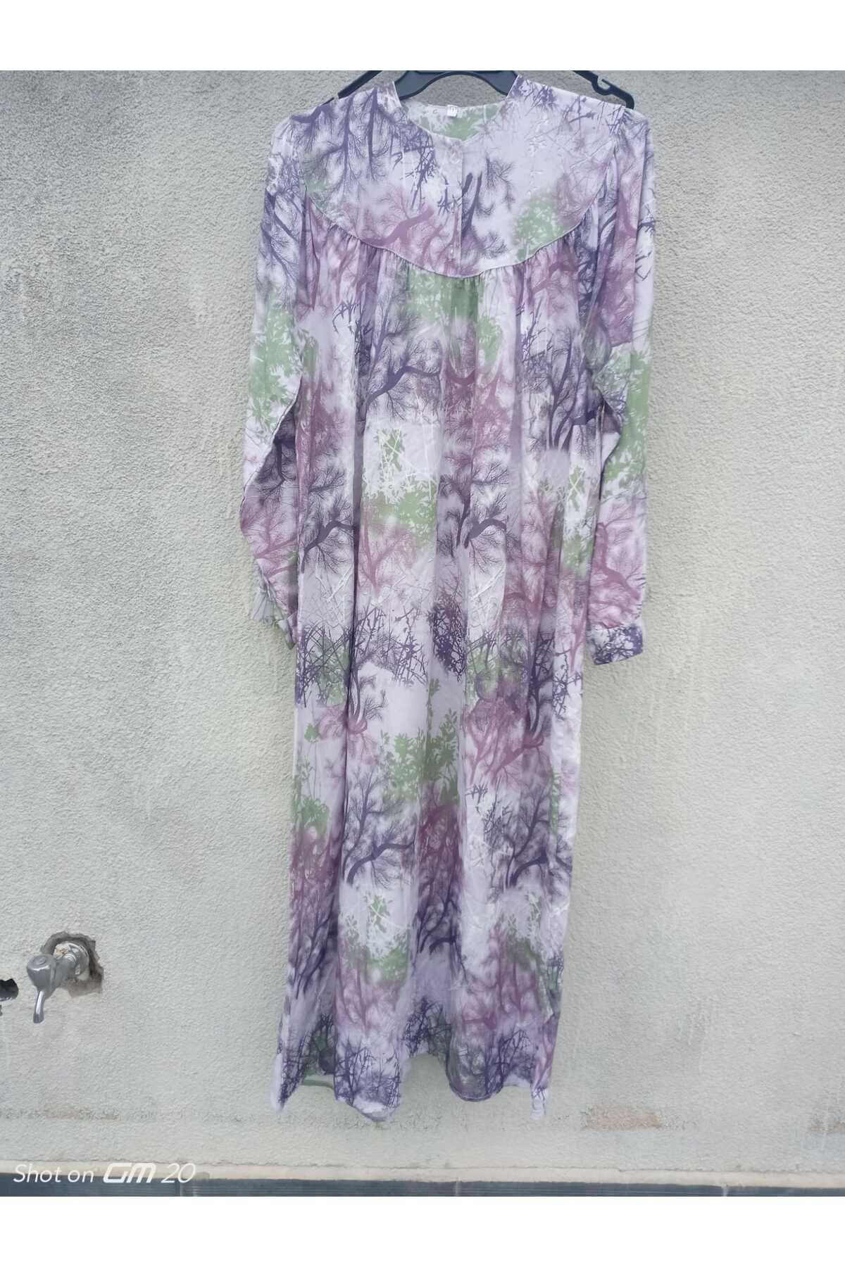 Robadan Long Sleeve 100% Viscose Print Flower Mother Dress, Prayer Dress - 6