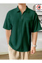 Men's Oversize Polo Neck Waffle T-Shirt POLOYAKA-ZIPPERED