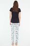 - Women's Navy Blue Round Neck Pajamas Set 3852 - 4