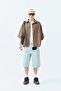 BASIC OVERSIZE CROP SHIRT-BROWN - 3