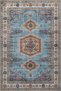 Blue Gray Framed Patterned Decorative and Woven Base Washable Carpet Miravip8893
