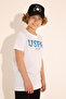Boy's White Crew Neck T-Shirt Asi̇lsencer Store - 3