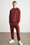 Marshall Men's Cotton Fleece Inside Embroidered Relaxed Burgundy Tracksuit Set - 3