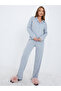 Contrast Seam Slogan Button Through Shirt and Pyjama Set