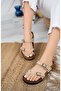 Unisex Beige Comfortable Poly Sole Cross Model Nubuck Flip Flops - 2
