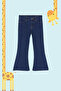 Koyu Mavi Kız Çocuk Geniş Paça/Flare Esnek Lastikli Denim Pantolon Jean TKDSS24PL00011 - 4