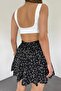 Women's Black Ecru Viscose Fabric Summer Shorts Skirt 1905 - 8