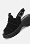 Women's Black Nubuck Genuine Natural Leather Short-Heeled Sandals - 6