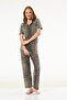 Viscose Women's Buttoned Shirt Collar Pajama Set - 2