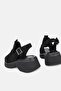 Women's Black Nubuck Genuine Natural Leather Short-Heeled Sandals - 4