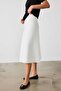 High Waist White Midi Skirt - 3