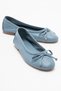 Genuine Leather Blue Colored Bowknot Women's Ballerinas - 5