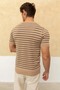 Striped Polo Neck T-Shirt Stone - 7