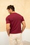 Men's Burgundy Short Sleeve Ribbed Acrylic-Cotton Blend Knitwear T-Shirt - 5