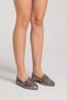 Genuine Leather Platinum Colored Buckle Women's Flats - 2