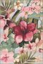 Flower Figured Pink Green Colorful Patterned Decorative Washable Carpet Miravip8447
