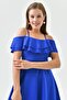 New Season Crepe Stretchy Fabric Double Layer Ruffled Neckline Strappy Mini Dress - 7