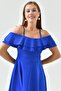 New Season Crepe Stretchy Fabric Double Layer Ruffled Neckline Strappy Mini Dress - 2