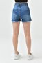 High Waist Ripped Lycra Jeans Shorts - Dark Blue, Denim 70354 - 4