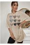 Beige Unisex Oversize Heart Printed T-shirt - 3