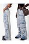 Multi-Pocket Blue Baggy Cargo Jeans - 3