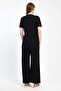 Women's Seasonal Short Sleeve Corded Black Pajama Set - 6