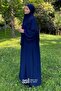 طقم حجاب سوفلي من Asil Ferace باللون الأزرق الداكن (مجموعة من ثلاث قطع) - 2